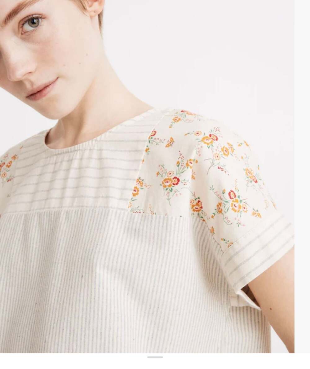 Madewell The New Denim Project Floral Stripe Top Size S cottagecore, boho, flora